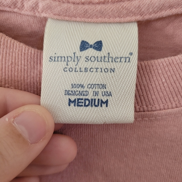 Simply Southern Pink Long Sleeve and White Daisies Medium - Picture 4 of 5